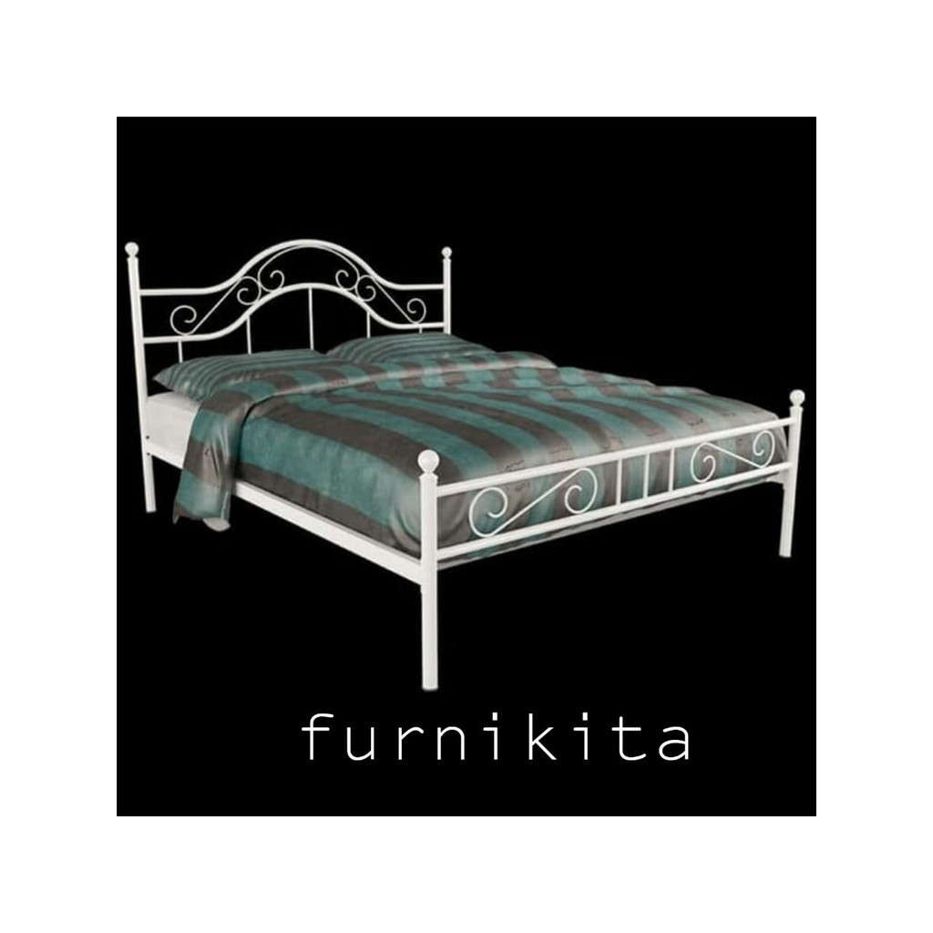 UK 160 (KASUR NO 2) RANJANG BESI MINIMALIS SCANDINAVIAN PUTIH