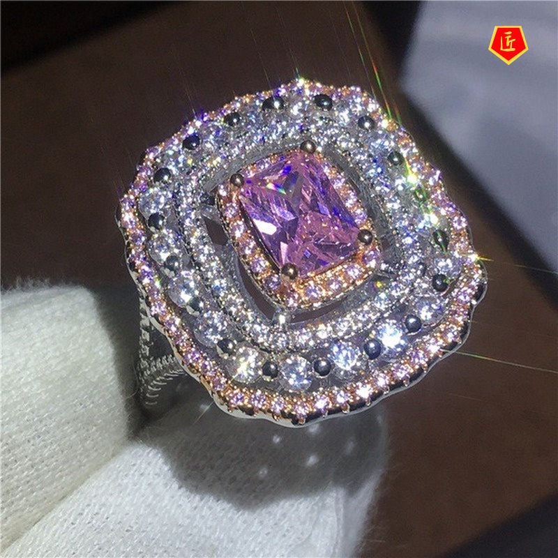 Cincin Kristal Berlian Warna Pink