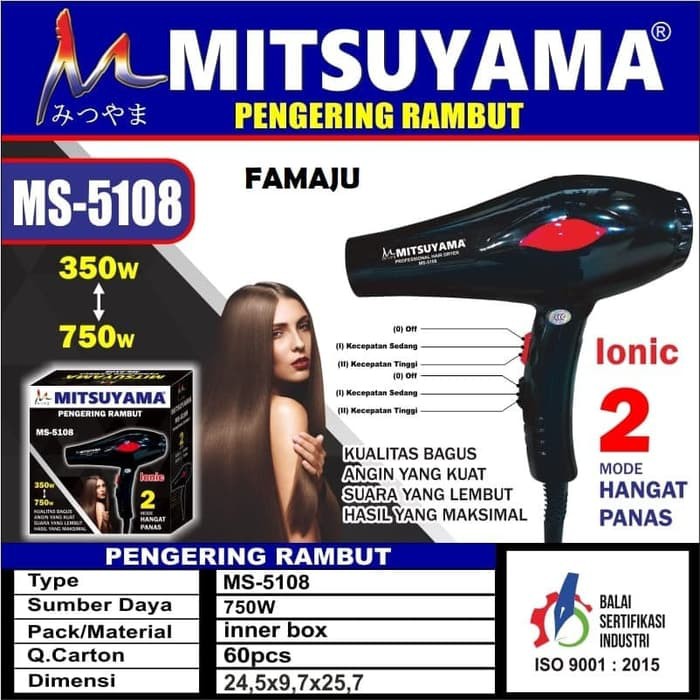 ORIGINAL HAIRDRYER BAGUS MITSUYAMA MS-5108 DIJAMIN BAGUS ANGIN KENCANG