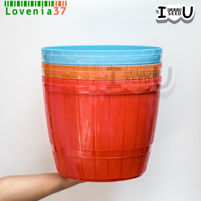 Pot Bunga Warna 30cm Motif Gentong No.37 - Lovenia