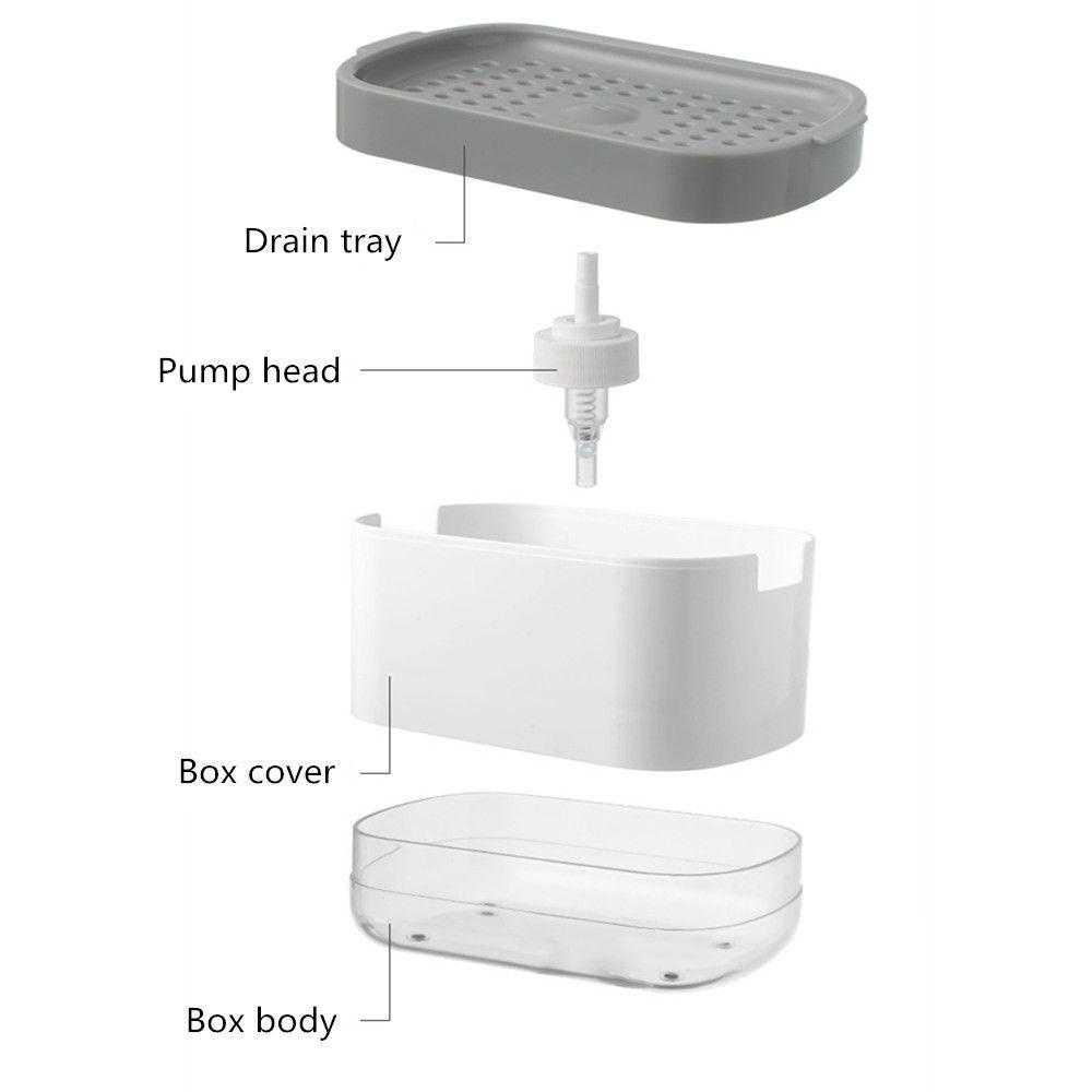 Populer Soap Pump Dispenser Wadah Cuci Piring Portable Double Layer Manual Tekan Cairan Pembersih Kotak