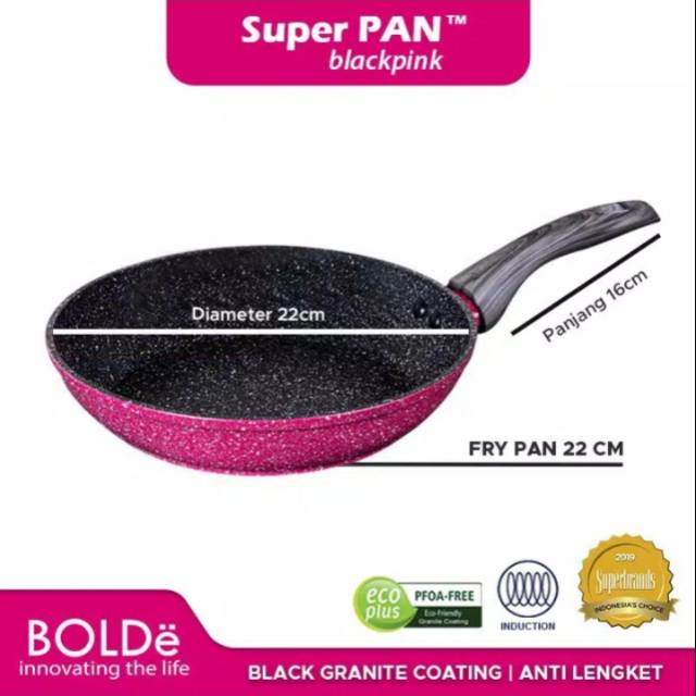 Bolde Fry Pan 22 Cm Granite Black Pink Serie