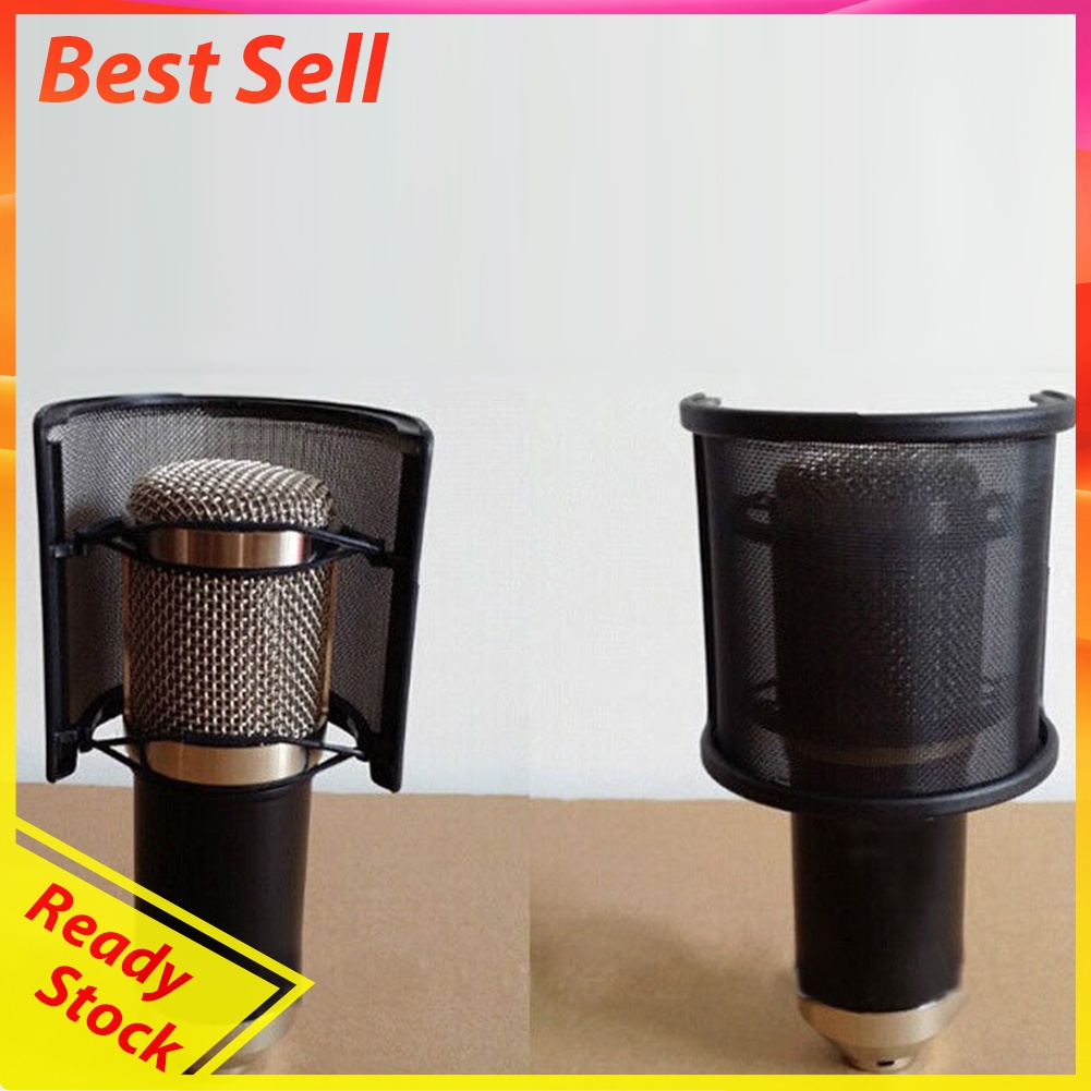 Double Layer Recording Microphone Windscreen Pop Filter Mask Shield Black