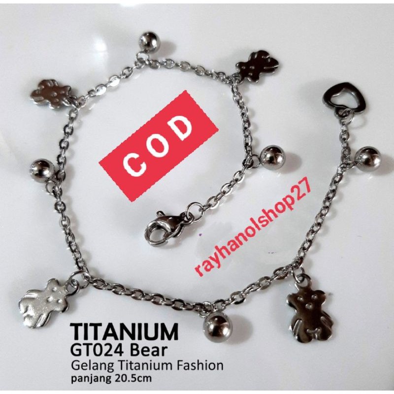 Gelang tangan wanita TITANIUM ASLI warna Gold dan Silver Termurah banyak pilihan model dan ukuran