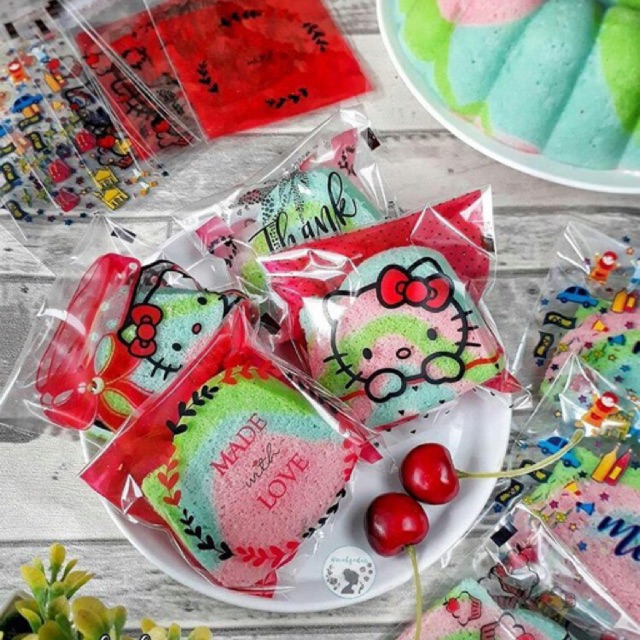 

Cookies bag 10x10cm, plastik kue donat souvenir motif fancy thank you