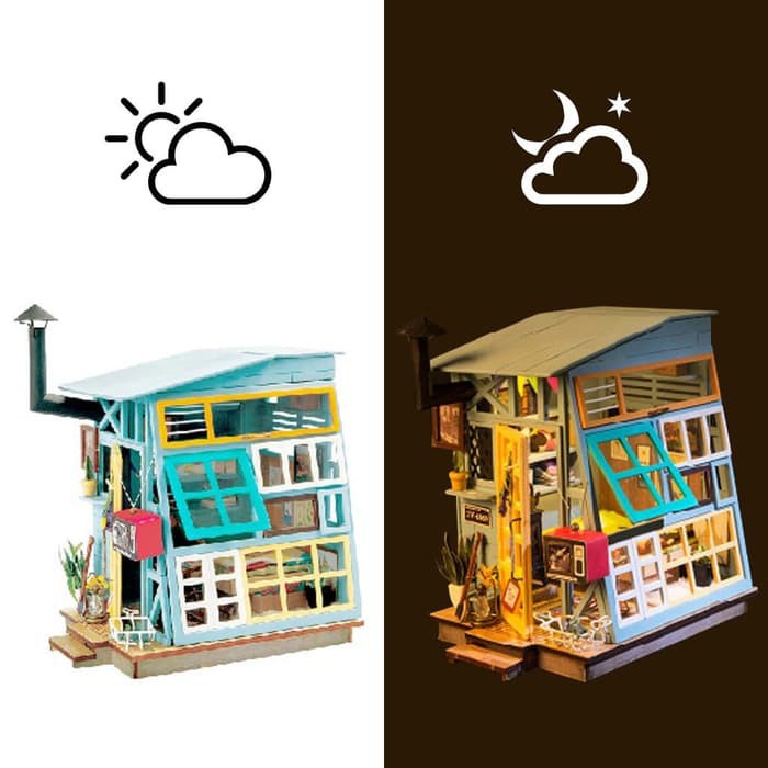 ROLIFE Robotime DIY Mini Dollhouse Building Model Home Decoration toys Wooden Hut DGM03 Perfect Gift For Your Love One