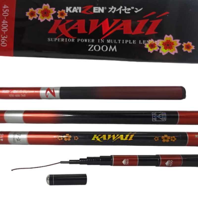 Joran Tegek Kaizen Kawaii | Carbon Rod | Zoom Pole | 1 joran bisa 3 ukuran panjang | Pilih ukuran