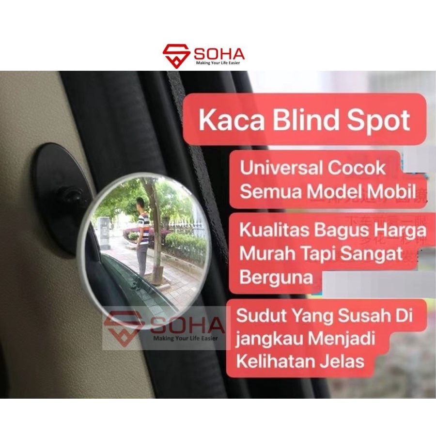 AM-22 Kaca Spion Seat Penumpang 2 Fungsi Car Wide Blind Spot Mirror