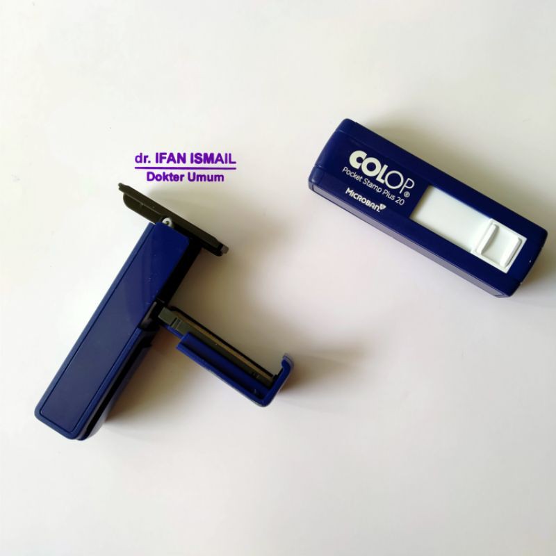 

Pocket Stamp Plus 20, Stempel Saku Nama Dokter Bidan Perawat Gratis Custom Desain Bebas