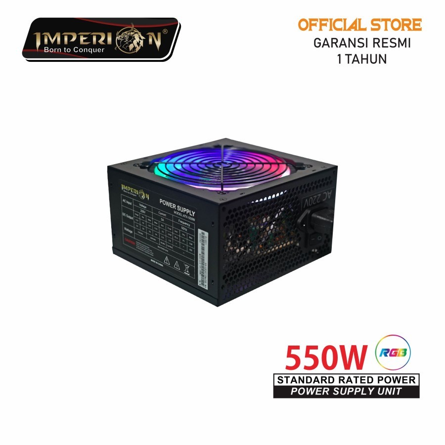 Power Supply PSU Imperion P500 550W LED VGA 6 Pin RGB