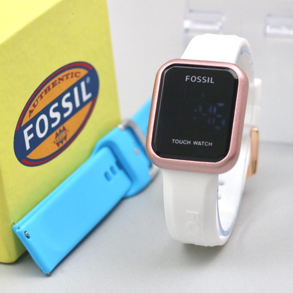 JAM TANGAN FOSSIL LED DIGITAL TERBARU PRIA WANITA UNISEX TALI RUBBER FREE BOX FREE STRIPS