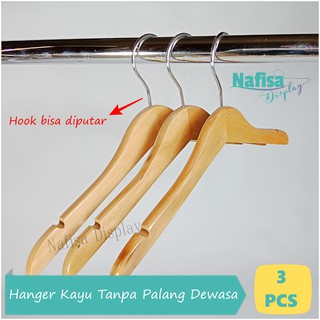  Gantungan  Baju  Kayu  Dewasa Tanpa Palang Hanger Display 