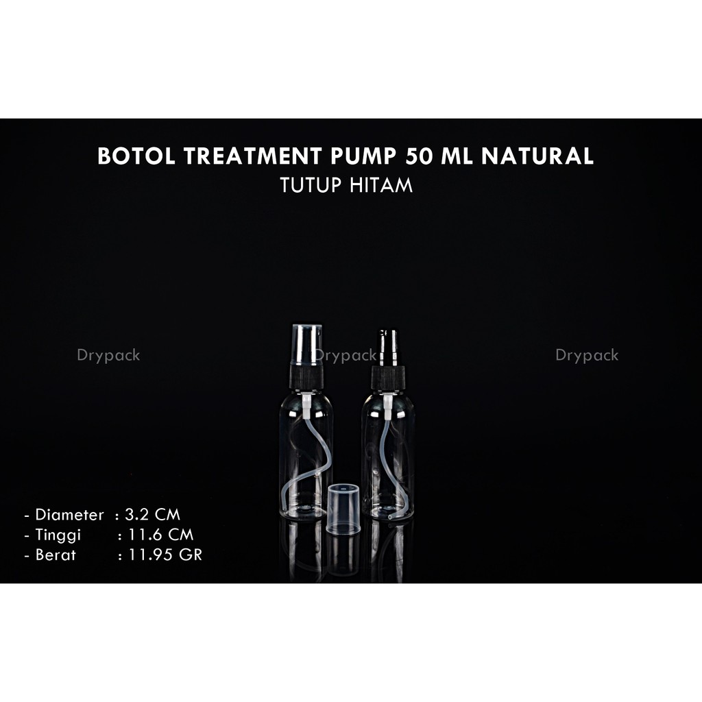 Botol Treatment 50 ml Natural tutup Hitam