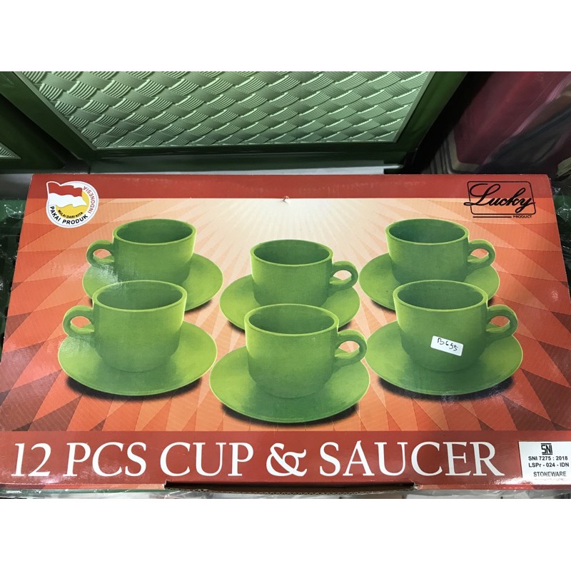 CANGKIR TATAK SET CUP AND SAUCER 12 PCS LUCKY