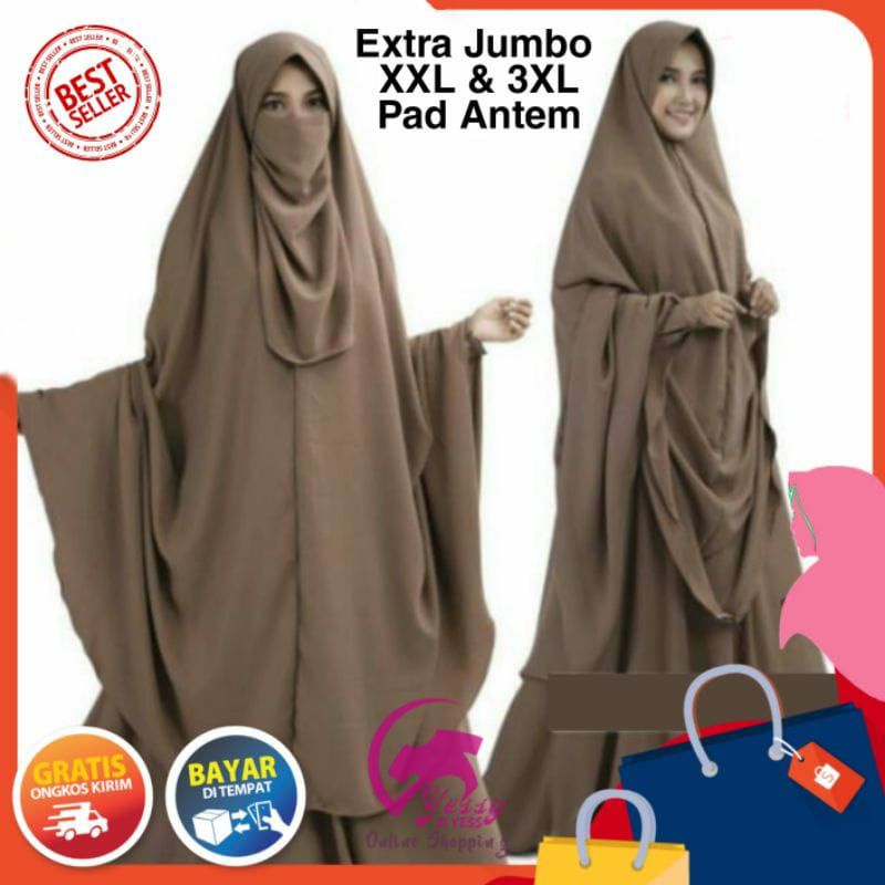 Hijab syar'i jumbo jilbab bergo khimar jumbo ready sholat syar'i syari super jumbo seukuran mukena