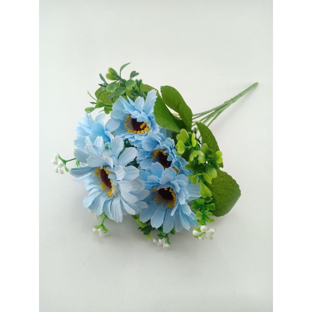 COD BUNGA TANGKAI MATAHARI BUNGA TANGKAI PLASTIK BUNGA ARTIFISIAL BUNGA PAJANGAN BUNGA HIAS BT9054-BIRU