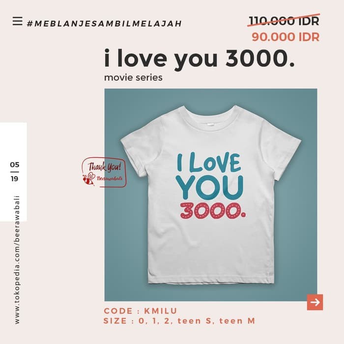 Kaos combed 30s I love you 3000 ironman HS-359