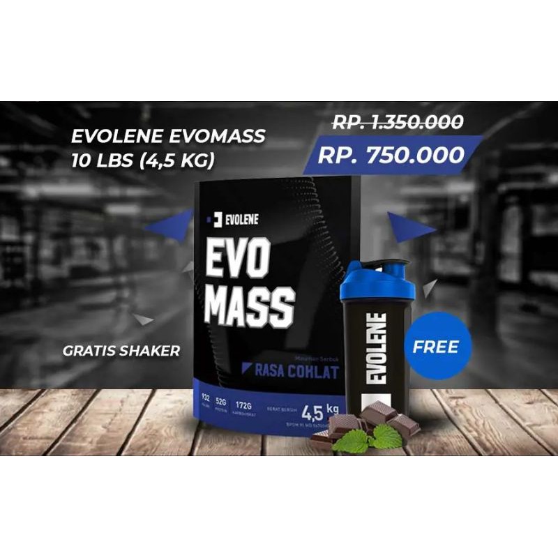 EvoMass 10lbs (4,5kg) Suplemen Penambah Berat Badan dan Pembentuk Otot Sertifikasi BPPOM HALAL
