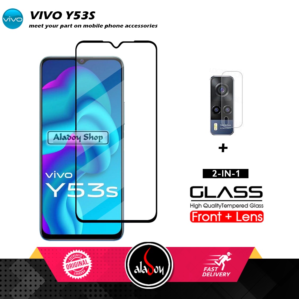 Tempered Glass VIVO Y53S PAKET 2 IN 1 Tempered Glass Layar dan Tempered Glass Camera