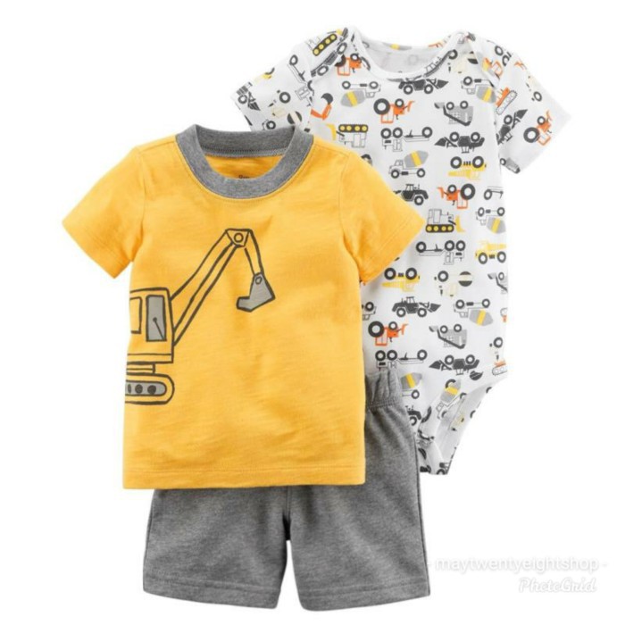 Carters 3 Piece Construction Excavator Set Baby Boy Original / Baju Jumper Bayi Laki Laki Carter