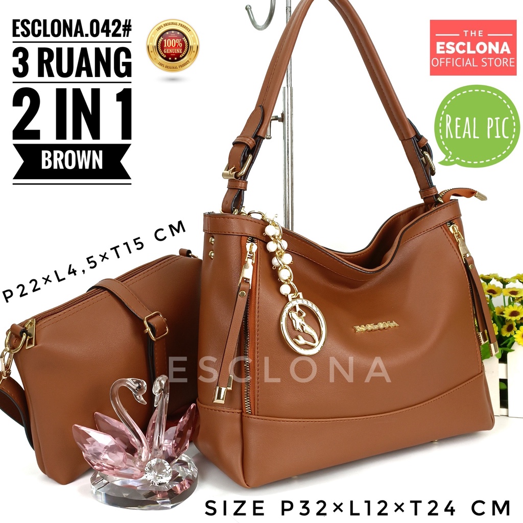 TAS WANITA ESCLONA 042 TAS BAHU WANITA SHOULDER BAG TAS SELEMPANG FASHION CEWEK TAS IMPORT WANITA TAS BATAM WANITA 2 IN 1 TAS FASHION WANITA TERBARU TAS KERJA WANITA TAS KANTOR WANITA TAS KULIT WANITA IMPOR TAS KOREA WANITA S2