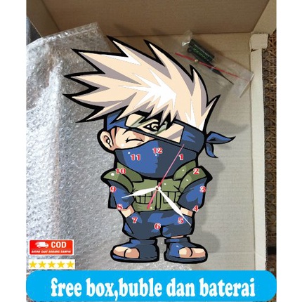 JAM DINDING KAYU UNIK KARAKTER ANAK GAMBAR ANIMASI KAKASHI HATAKE KOLEKSI SERIAL MANGA ANIME NARUTO SHIPPUDEN KEREN TERBARU MINIMALIS MURAH TEMPEL TEMBOK CUSTOM