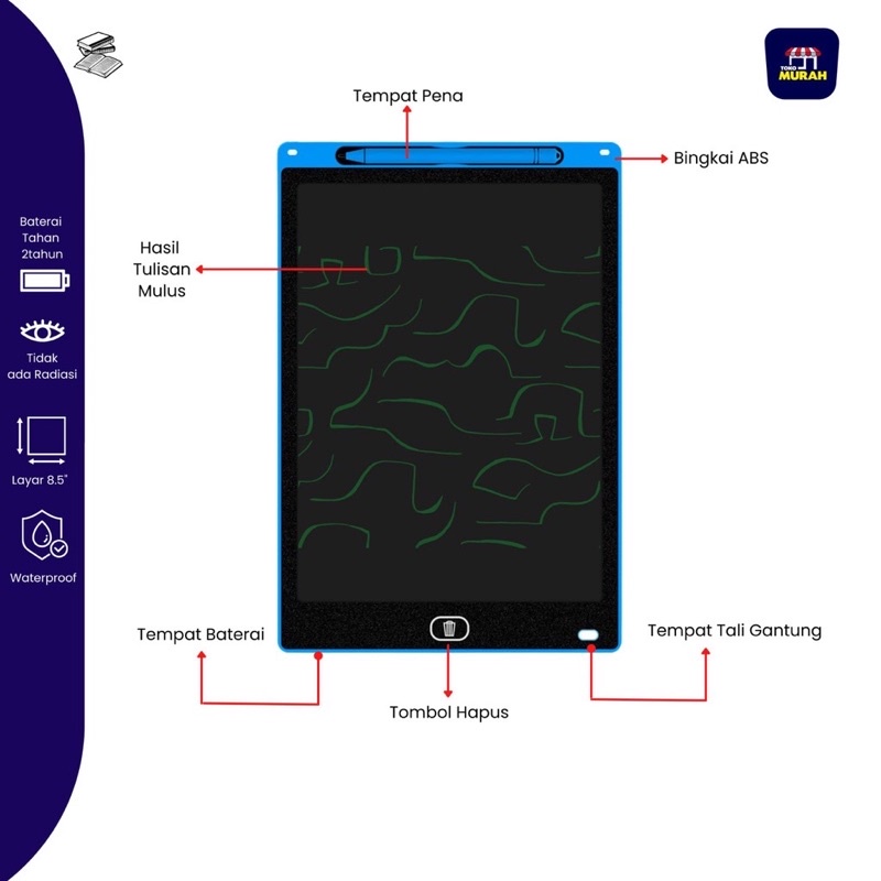 Bisa COD Papan Tulis Anak writing tablet LCD 8,5&quot; tablet menggambar Tablet Drawing