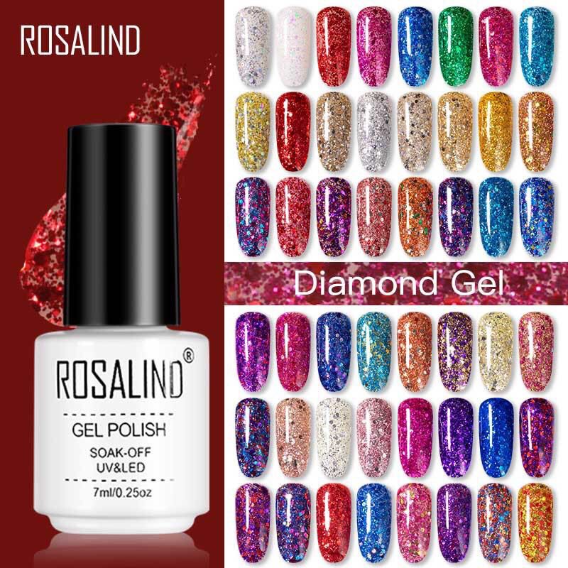 (01 - 20) ROSALIND glitter W series 7ml kutek botol glitter rosalind kutek gel soak off uv gel