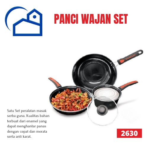 Panci wajan penggorengan set enamel anti lengket 4pcs 2630P