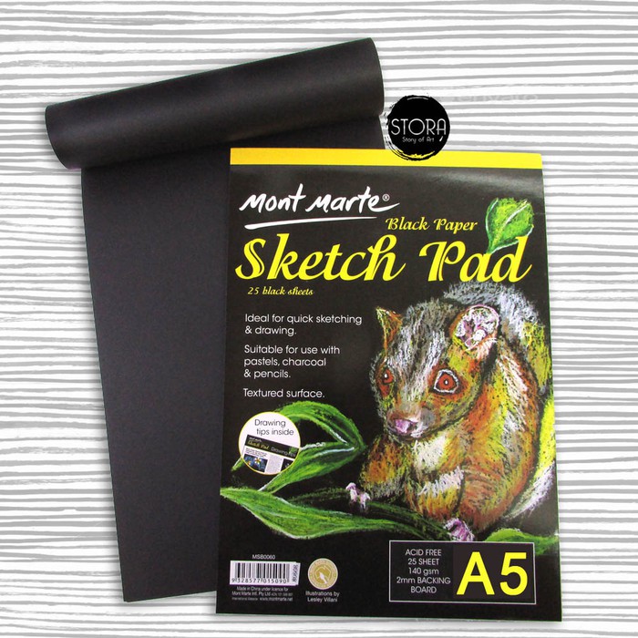 

Mont Marte Black Paper Sketchbook A5 Buku Gambar Sketsa Kertas Hitam Sketch Book