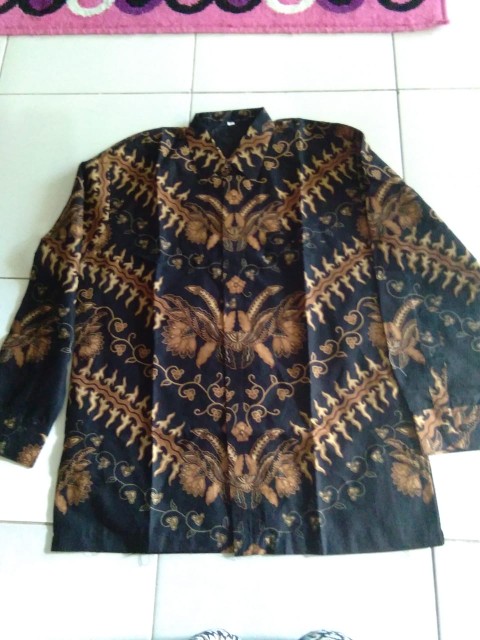 Gareng Warna Dasar Hitam Batik Pria Lengan Panjang Full Furing Batik Katun Solo