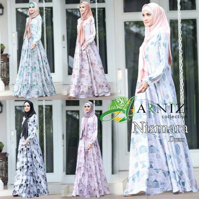 Gamis motif busui nismara dress by arniz collection original sz s-L