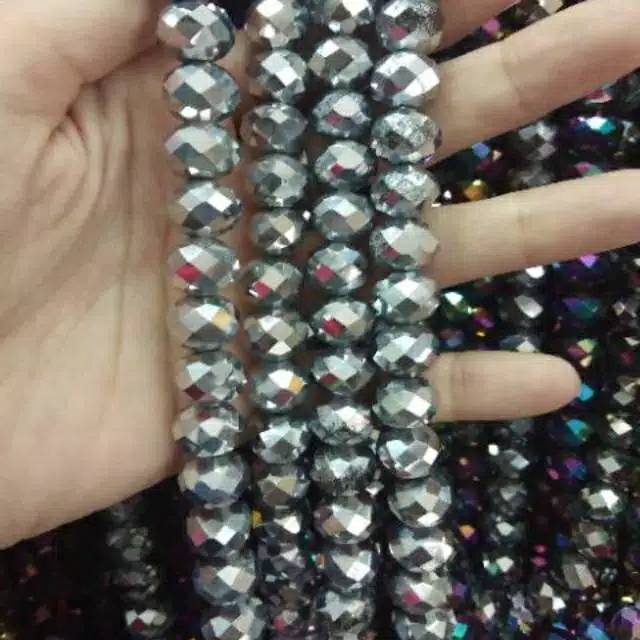 Manik Kristal Bakpao / Ceko Warna Silver Metalik