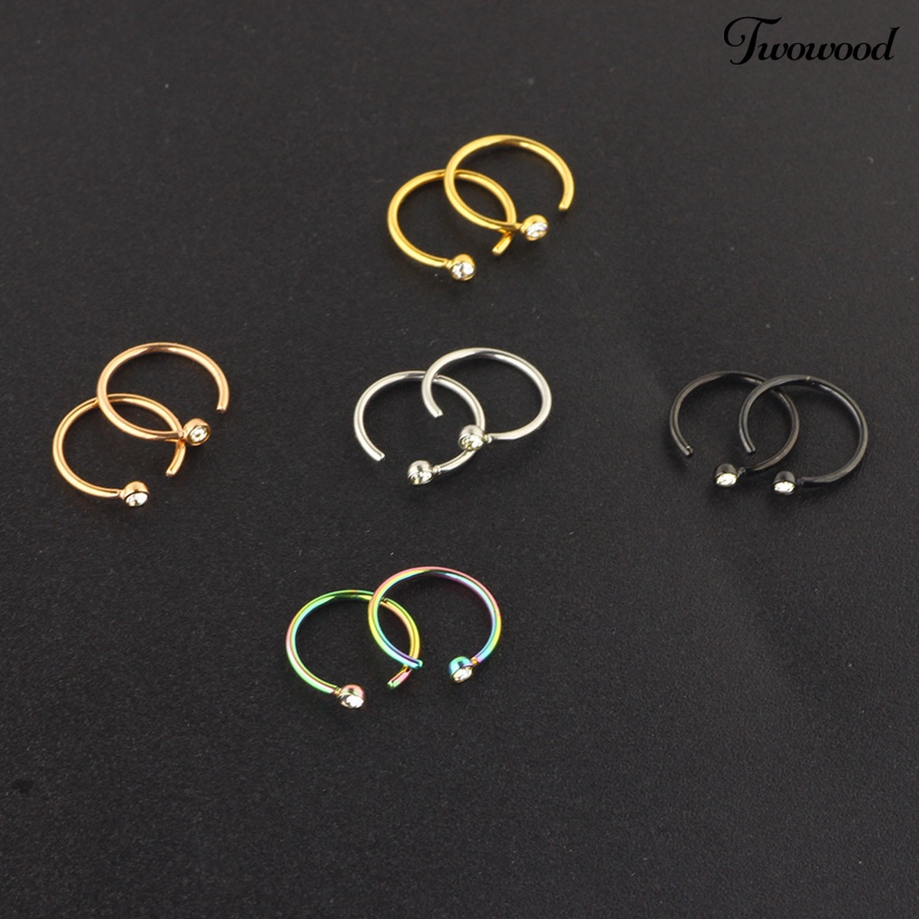 1 Pc Cincin Hidung Palsu Bentuk C Aksen Berlian Imitasi Untuk Pesta