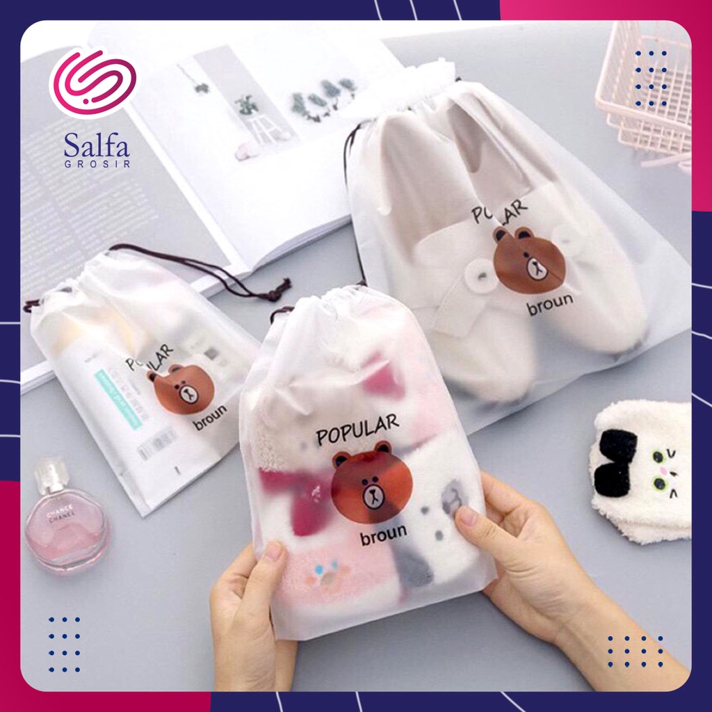 [ACEH FREE ONGKIR] Travel Pouch Organizer Serbaguna / Tas Serut Make Up Kosmetik Motif Anti Air Impo