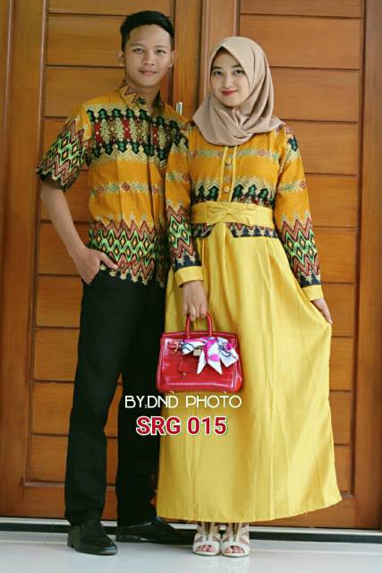 Sarimbit Batik Anggun Couple Sania Mawar ruffle - Warna Ungu, Tosca, pink, Biru, Kuning - M - L -XL