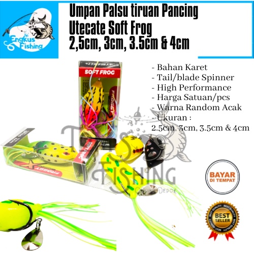 Umpan Pancing Casting Utecate Soft Frog Kodok Katak (3cm,3.5cm &amp; 4cm) Murah - Engkus Fishing