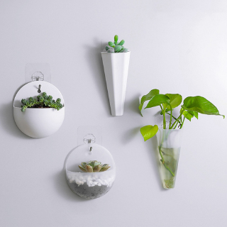  Pot  Bunga  Hydroponic Model Gantung Dinding  Bahan Plastik  