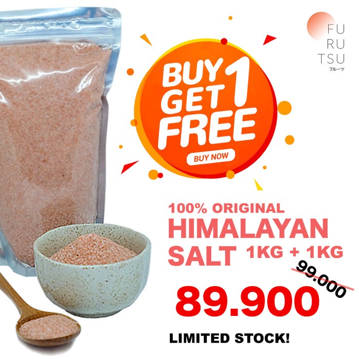 

Siap Kirim Himalayan Salt Organic Pink 1 Kg (Buy 1 Get 1 Free) - Garam Himalaya