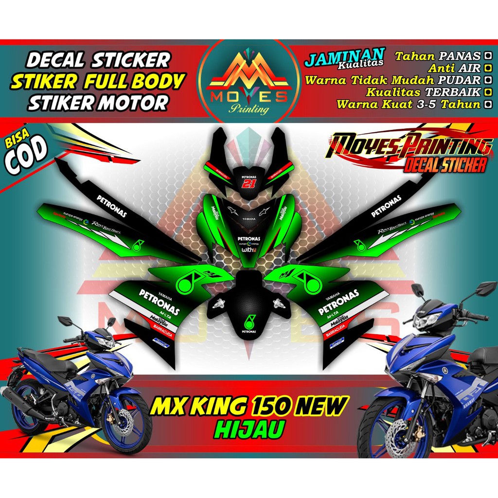 decal stiker jupiter mx king new petronas hijau - stiker mx king new fullbody petronas hijau