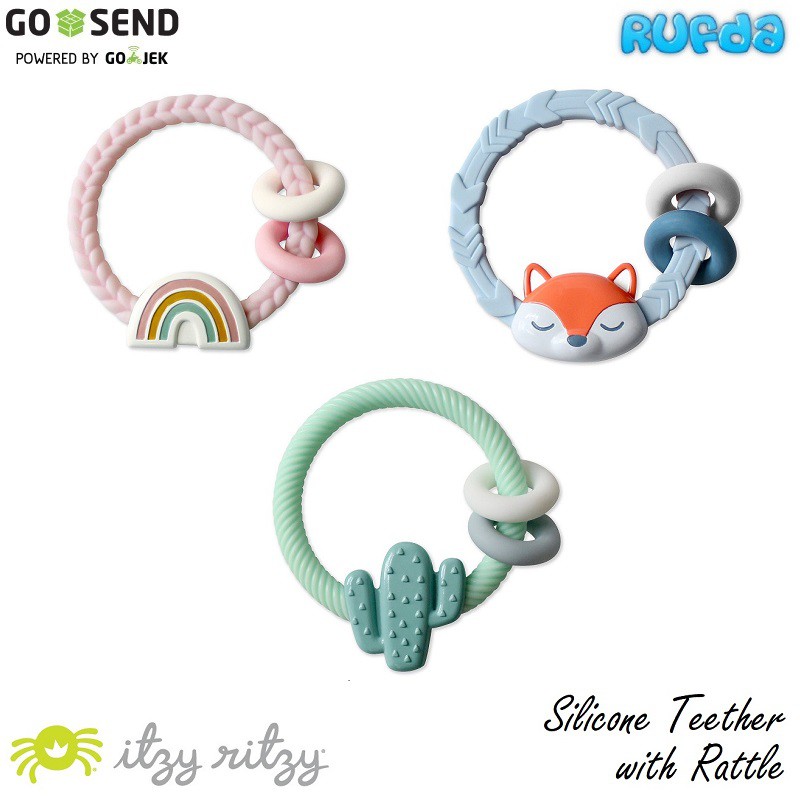 Itzy Ritzy Silicone Teether with Rattle Mainan Gigitan Anak Bayi