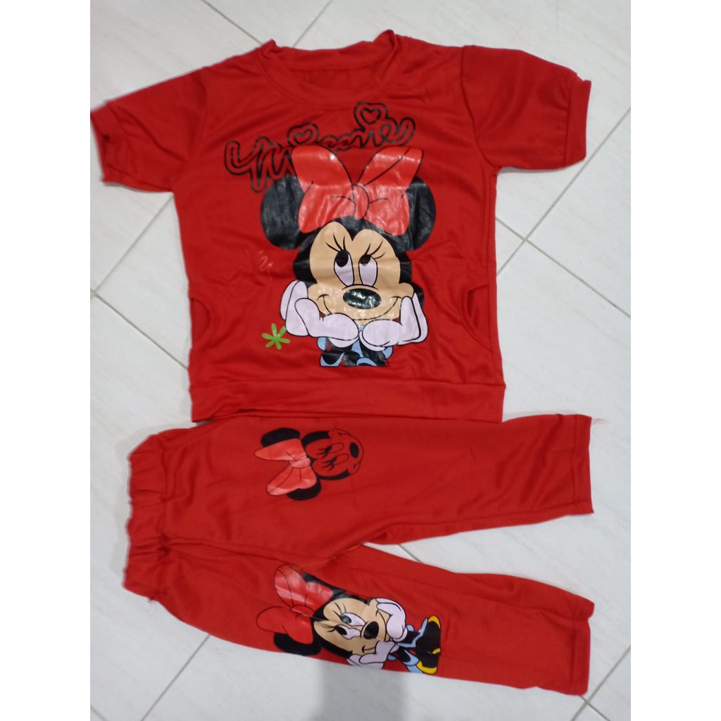 SETELAN ANAK PEREMPUAN  MICKEY UMUR 7 SAMPAI 9 TH