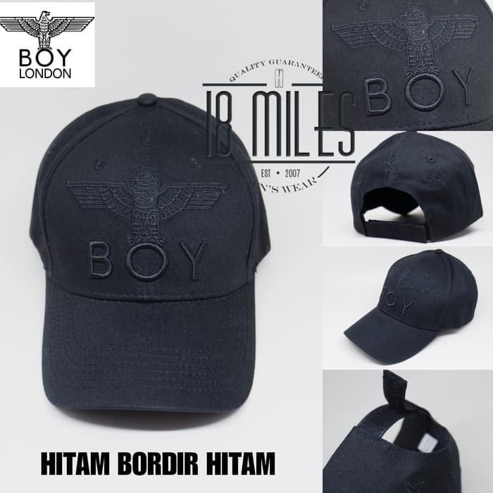 Topi Pria Topi Baseball BOY LONDON BORDIR 2 WARNA UNISEX (FREE BOX) BEST SELLER - Hitam Logo Htm(B1Y