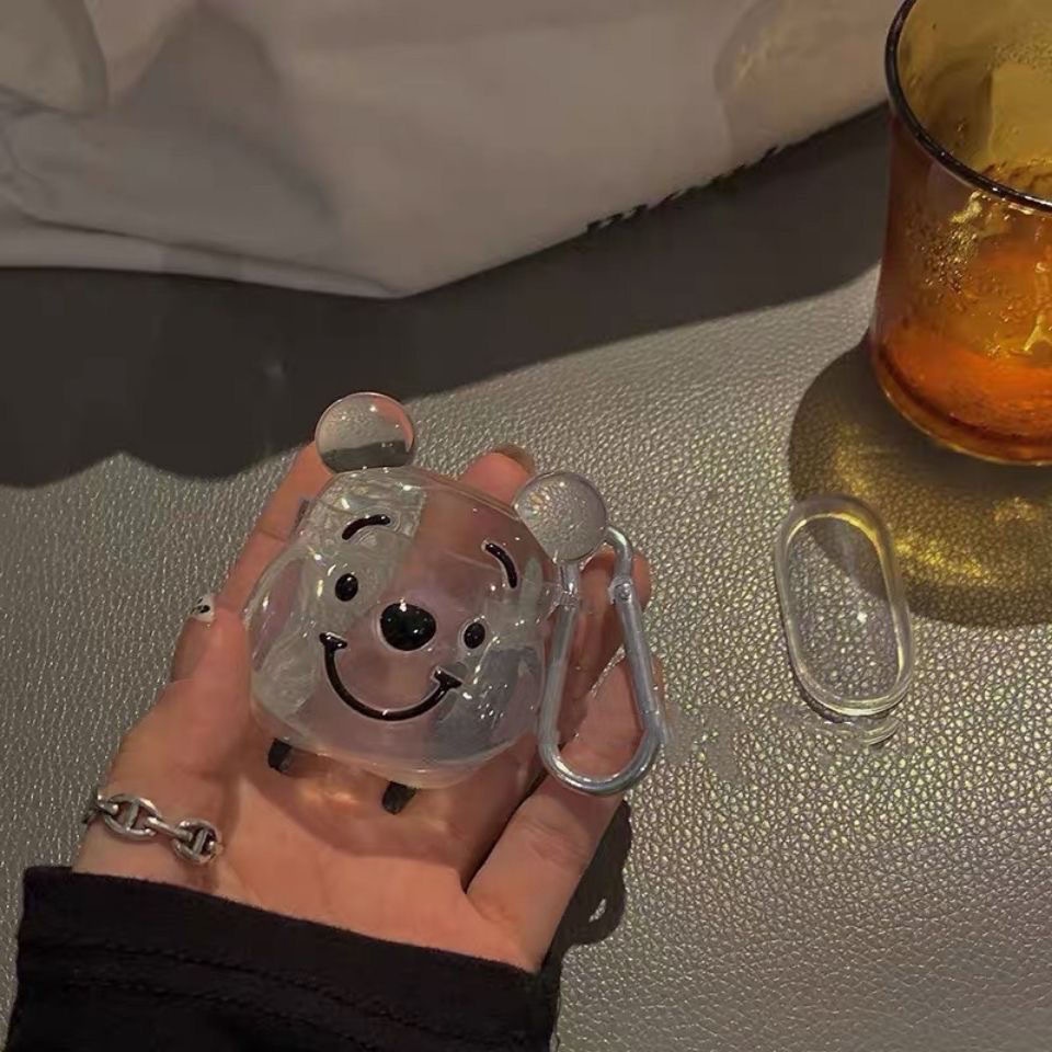 Case Pelindung Earphone Bluetooth Motif Kartun Beruang Bahan TPU Kristal Transparan Untuk Airpods 1 2 3 PRO 3 Airpods3