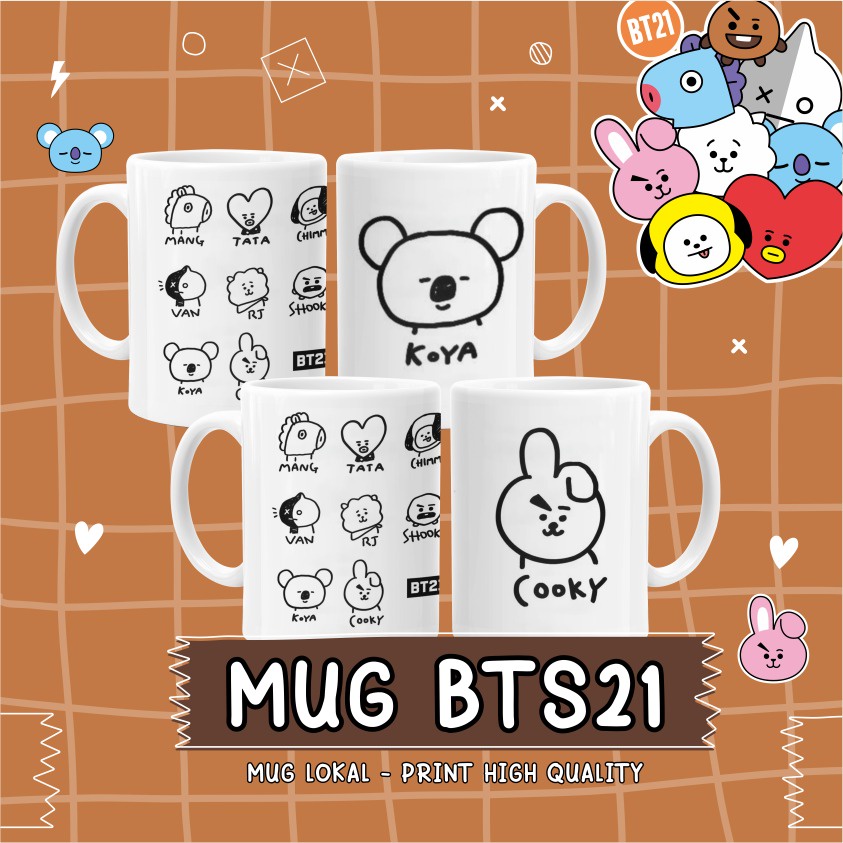 [ BTS BT21 ] GELAS BTS BT21 / MUG BTS BT21 - MERCHANDISE BTS - MERCHANDISE KPOP Souvenir Kado Gift