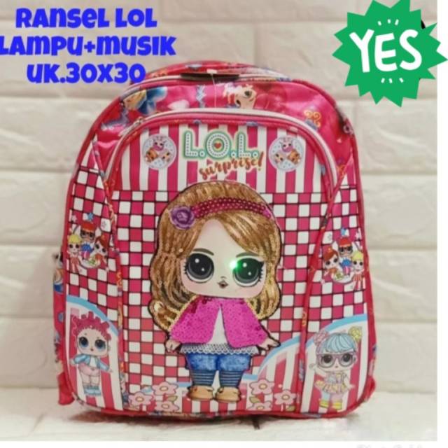 Tas ransel anak lol random led musik - tas sekolah PAUD TK - tas anak