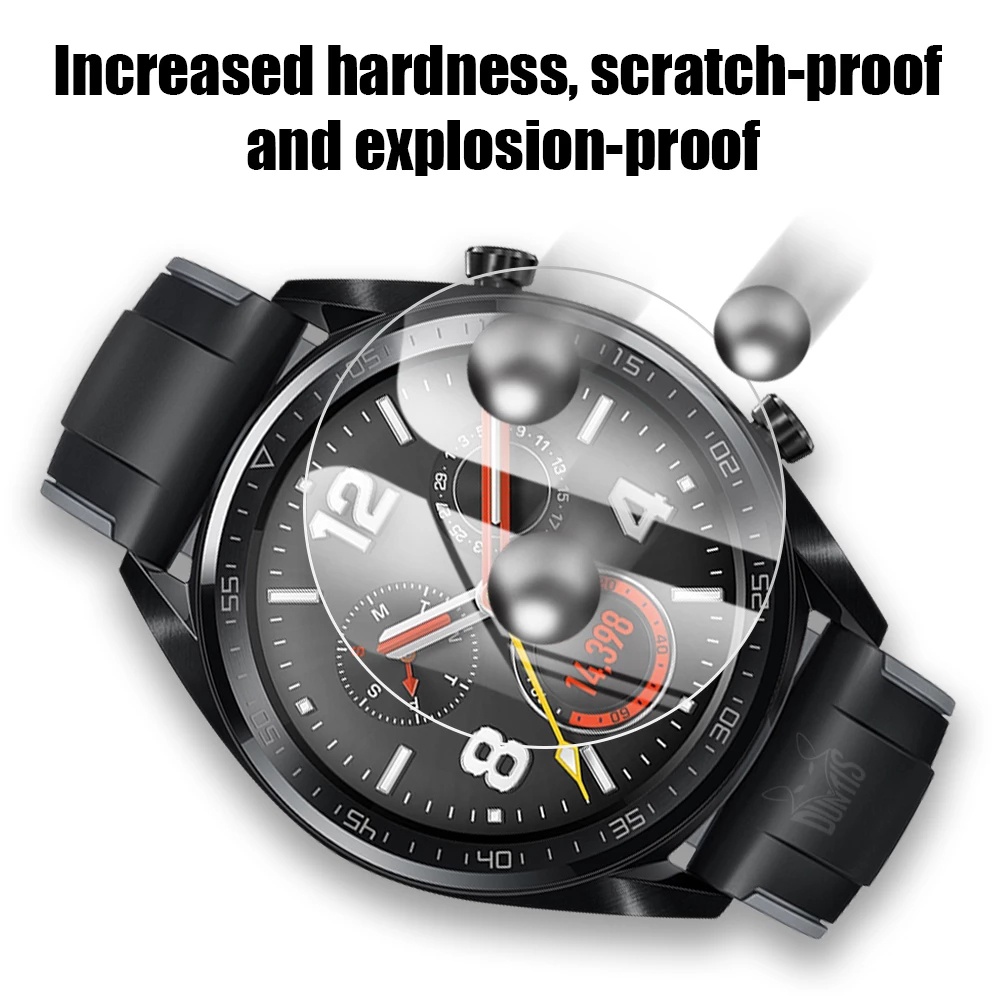 For 1pc Pelindung Layar Tempered Glass Full Cover Hd Bening Anti Gores Untuk Huawei Watch Gt / Gt2