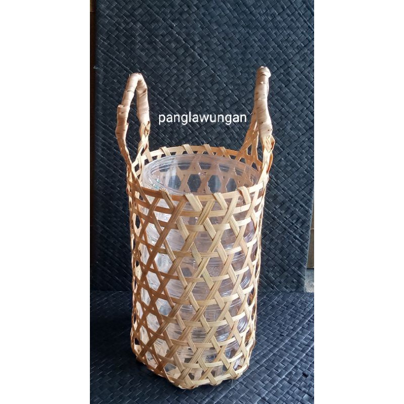 anyaman bambu tas toples D.16cm T.32cm