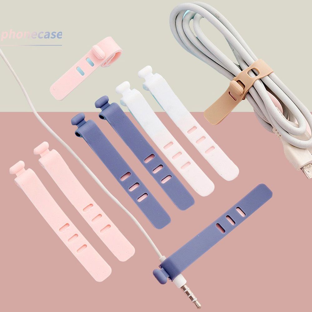 Klip Organizer Kabel Earphone / Headset / Charger Bahan Silikon Flexible Untuk Kantor