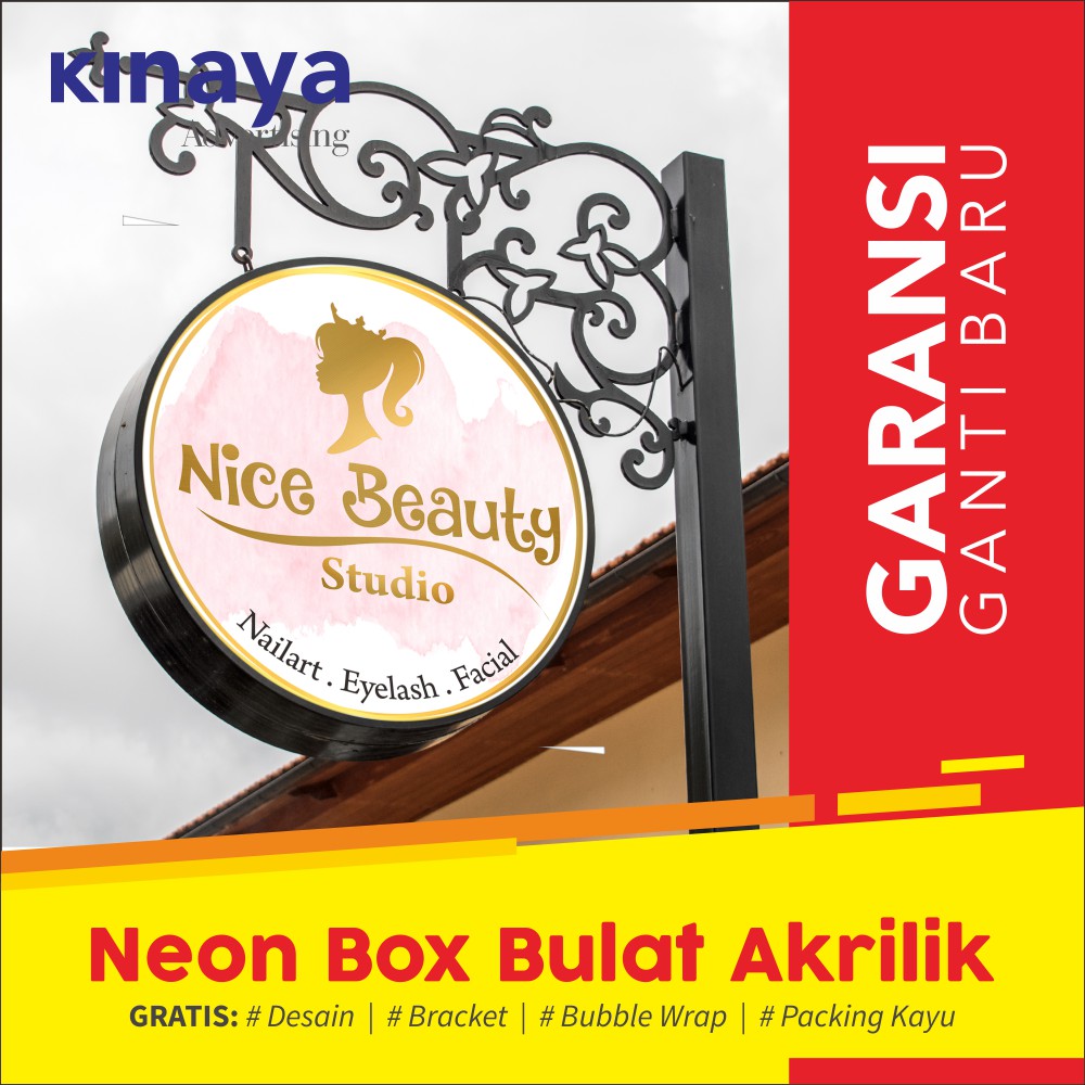 Neon Box Akrilik CustomDIAMETER 40 Cm Dua sisi